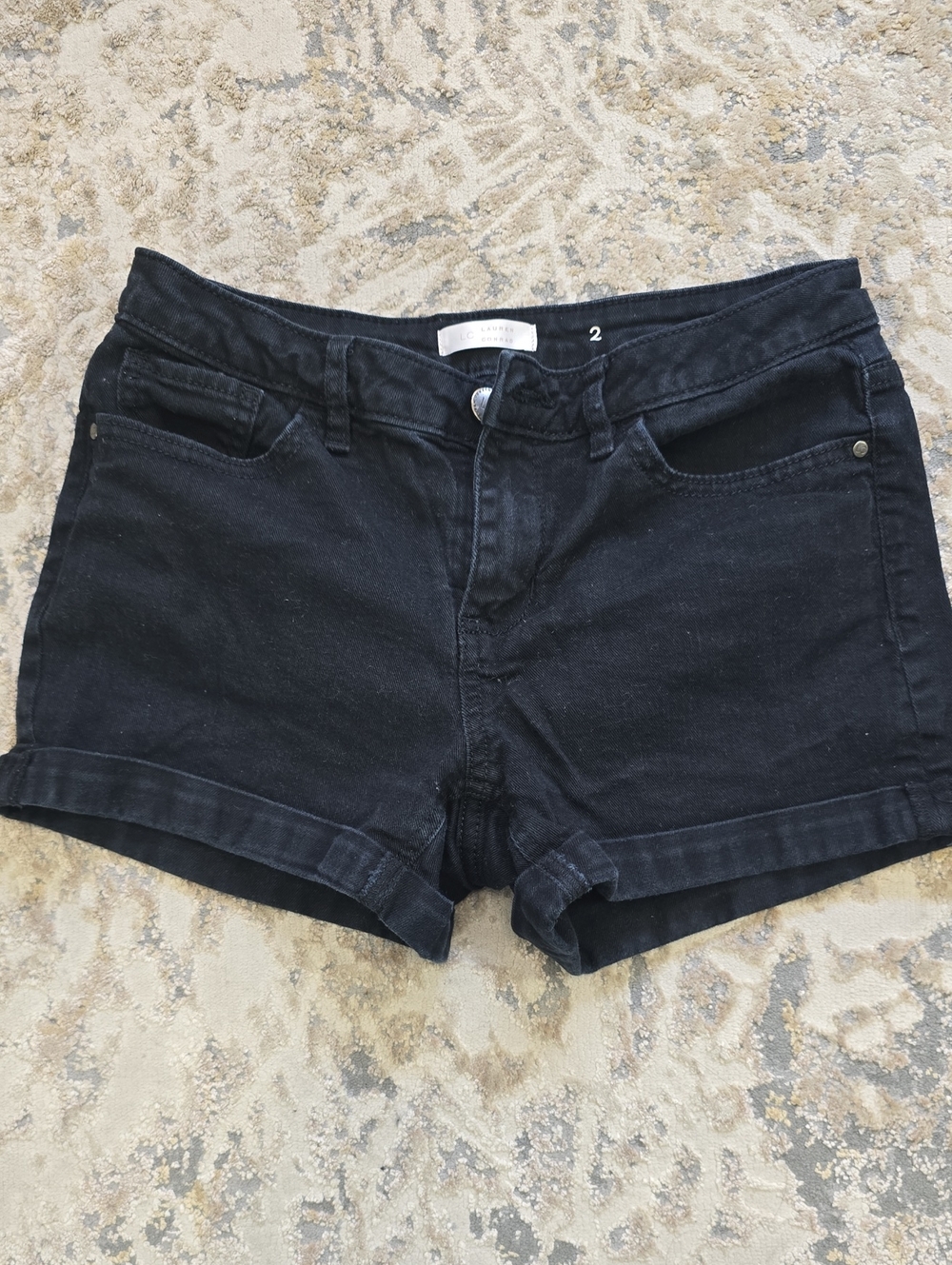LC Lauren Conrad Black Cuffed Denim Shorts